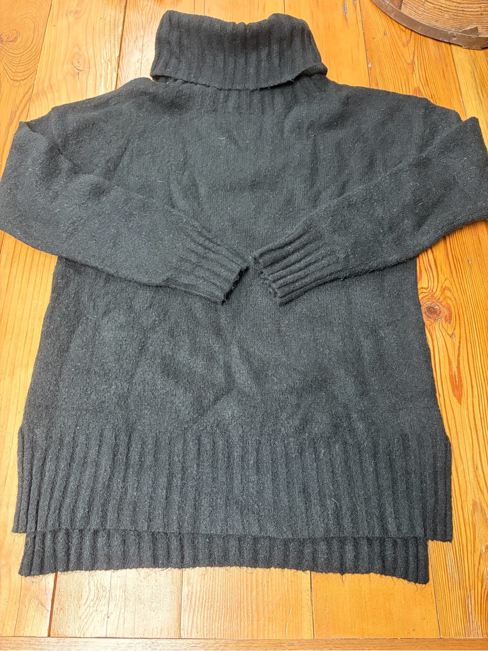 Women's Black Turtleneck Sweater - Classic Rib Trim